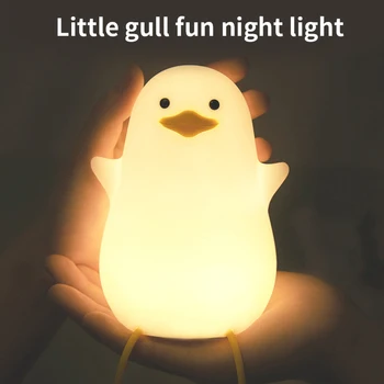 Cute Dzīvnieku Pīļu LED Nakts Lampa ar Stiprinājuma Ziemeļvalstu Gudrs Jauki Karikatūra Nakts Gaisma Silikona Soft Touch Sensors Baby Kid Mājas Dec