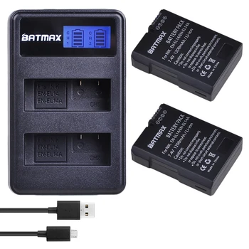Batmax 2pc LV-EL14a EN-EL14 ENEL14 Akumulators+LCD Dual USB Lādētājs Nikon D3100 D3200 D3300 D3400 D3500 D5600 D5100 D5200 P7000