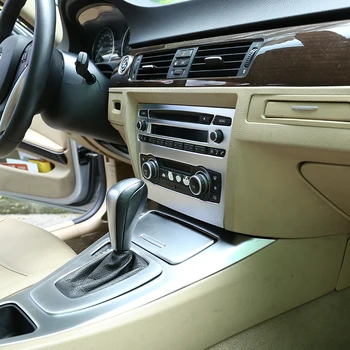 Oglekļa Šķiedras ABS Chrome Centrālās Vadības Gaisa Kondicionēšanas Apjoms Rāmis BMW 3. Sērijas E90 2005. - 2012. Gadam Automašīnu Aksesuāri