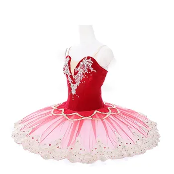 Sarkanā Balerīna Profesionālā Baleta Tutu Bērniem, Meitenēm, Balerīna Tērpus Gulbis Baleta Tutu Sieviete Meitenes Pieaugušajiem Pankūku Kleita