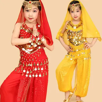 4gab Meitenes Balets Bērniem Meitene, Bollywood Dejas Bērniem Sniegumu Baleta Tērpi, Deju Kopas Meitene Indijas Bellydance Komplekts