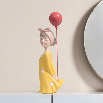 Ziemeļvalstu Sveķu Balonu Meitene Skulptūru Rotājumu Dzīvojamā Istaba Darbvirsmas Raksturs Modelis Amatu Mājas Dekorēšanas Aksesuāri, Kāzu Dāvanas