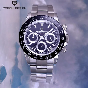Ir 2021. Jaunā PAGANI DIZAINA Chronograph Luksusa Kvarca Rokas pulksteņi Vīriešu Auto Datums 100M Ūdensizturīgs JAPĀNA VK63 Reloj Hombre