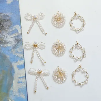 DIY roku darbs rotaslietas piederumi kristāla krelles austi ietin zelta gredzens Loku Auskari, Kaklarota, Kulons materiāls