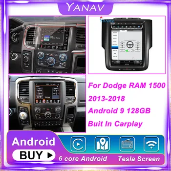 128GB Par Dodge RAM Truck 2013 2015 2016 Android 9 2Din GPS Navigācijas Tesla ekrāna Auto Radio Auto Multimedia Auto Radio Headunit