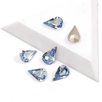 YANRUO 4300 bumbierveida Iedomātā Rhinestone Lt. Sapphire Crystal Diamond Labākās Kvalitātes Kristāli Rhinestones 3D Nail Art Dārgakmeņi