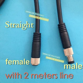 1gb/daudz M8 plug elkoņa L tipa sensors savienotājs vīriešu un sieviešu savienotājs 3 core 4 core ūdensizturīgs (2. līnija m)