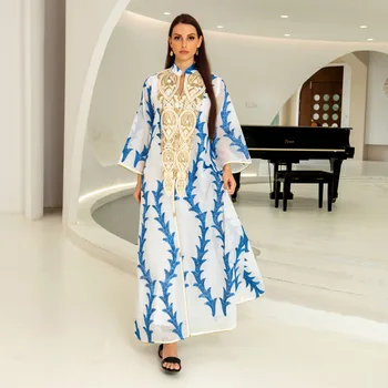 Eid Musulmaņu Abaya Turcija Zelta Izšuvumi Jalabiya Kleita Abayas Sievietēm, Dubaija Imitācija Veļa arābu Marokas Kaftan Drēbes Islāmu