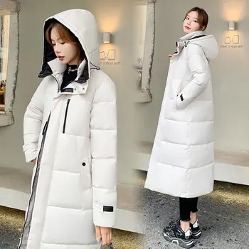 Sieviešu dūnu jaka 2022 modes kapuci tīrtoņa krāsu gadījuma sieviešu jaka ilgi slim biezs silts ziemas casaco feminino dāmas