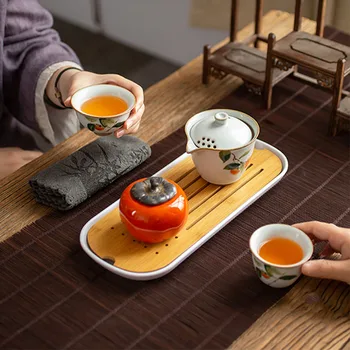 Portatīvo Vintage Tējas Kopumu Japāņu Keramikas Smalku Dāvanu Tējas Tabulu Pakalpojumu ar Paplāti Japāņu Tējkanna, Virtuves Piederumi