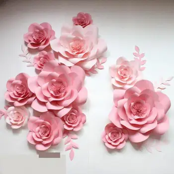 13pcs uzstādīt Milzu Papīra Ziedi + 12 gab Lapām, Lai Iepazīstinātu Kāzu Backdrops Aksesuārus flores artificiais para decora o