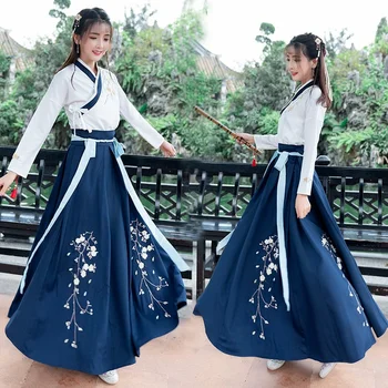 4Color Ķīniešu Tradicionālā Sieviešu Plūmju Hanfu Kleita Pasaku Svaigas, Elegants Tautas Deju Skatuves Sniegumu Tang Dynasty Seno Tērpu