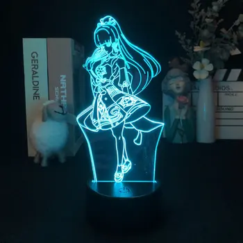 Genshin Ietekmes Kamisato Ayaka Spēle 3D Nakts Gaismas, Guļamistaba Dekors Cute Dzimšanas dienas Krāsu Dāvanu LED Lampas Manga Mazulis Jauki Klāt