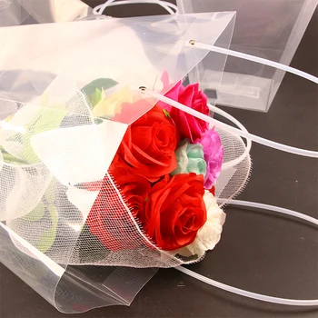 PVC, Plastmasas, Caurspīdīgs Maisiņš Floriast Ietīšanas Rožu Ziedu Pušķis Somā Valentīna Dāvanu Iesaiņojuma Maisiņu Ziedu Iesaiņošanai Soma
