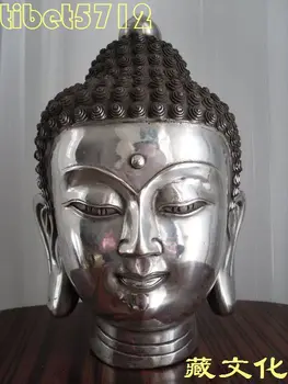 Dekorēts Savākt no Tibetas Budistu bronzas SAKIAMUNI buda statuja vadītājs 22 cm, 2.5 KGwedding vara Apdares nekustamā Misiņš