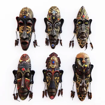 Āfrikas stila ornamenti, dienvidāfrikā, Kenijā, radošā masku kuloni, ar roku apgleznotus sveķu amatniecības dekoratīvie rotājumi