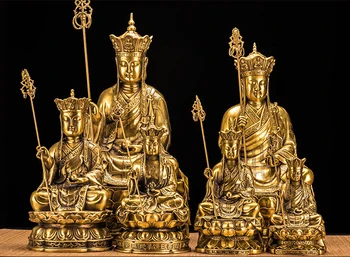 TOP LABU Jiuhua Ksitigarbha Bodhisatva Budas attēls - Budistu MĀJĀS ģimenes Aizsardzības vara Skulptūru statuja 25CM