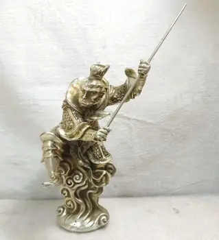Ķīnas Baltā vara Monkey King amatniecības statuja