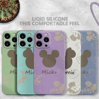 Mickey Minnie Mouse Laukumā Šķidruma Lietā Par iPhone 13 12 11 Pro Max 5S 6S 6 7 8 Plus X XR XS SE2022 12 13 Mini Konfektes Korpusa Krāsa