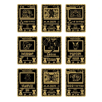 Pokemon, animāciju karikatūra elfs, metāla kartes baokemeng kartes vietas melnā zelta retro karšu kolekcijā rotaļlietu un dāvanu kartes
