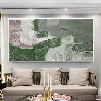 Liela Izmēra Zaļā Mākslinieciskus Attēlu, Bieza 100% Handpainted Anotācija mūsdienu bieza audekla lielformāta Eļļas Glezna apdare dāvanu