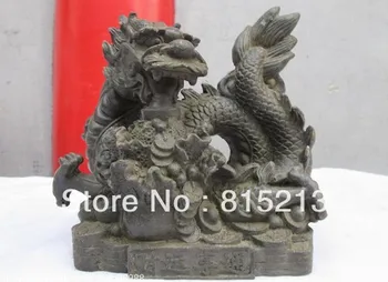 wang 000100 Ķīnas Klasiskā Bronzas yuanbao Bagātību Pūķa statuja