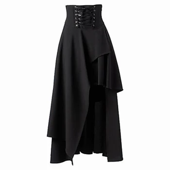 Rudenī Sieviešu Gothic Steampunk Tērpu Apģērbu Retro Vintage Augsta Vidukļa Sen Maxi Svārki Savirmot Burleska Svārki