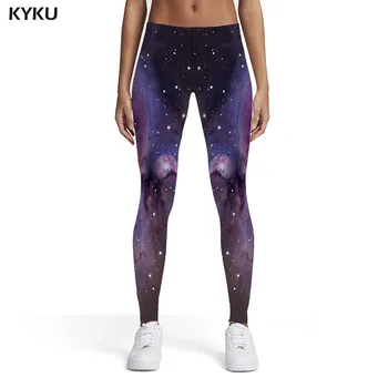 KYKU Galaxy Zeķes Sievietēm Visuma Elastīgs Miglājs Sporta Violeta, Garās Sieviešu Zeķes Bikses Jeggings Modes Vasaras Zīmuli
