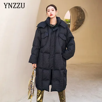 houndstooth dizaina ūdensizturīgs ceļa sieviešu ir 2021. rudens ziemas modes jauns korejiešu zaudēt vidēji garu, baltu pīle uz leju YNZZU 1O101