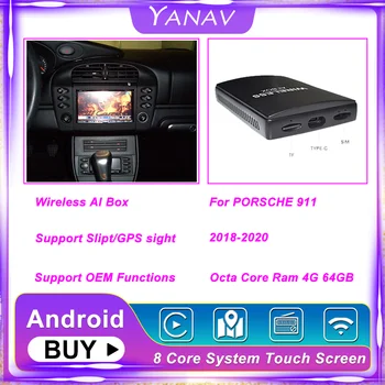Carplay Bezvadu Ai Rūtiņu Bluetooth Dual Android PORSCHE 911 2018-2020 Auto Auto Radio Multimediju Atskaņotāja Smart Box HDMI
