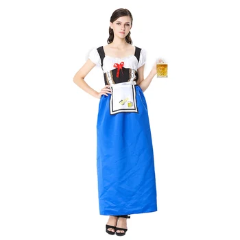Zila Vācijas Oktoberfest Seksīga Kalpone, Kostīmu Bavārijas Alus Meitene Masku Halloween Karnevāla Spēles Plus Lieluma Tērpi Sievietēm