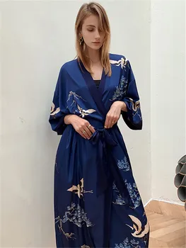 Lielajam Ilgi Sievietes Sleepwear Kimono, Peldmēteļi Sexy Kleita Satīna Naktsveļu Zaudēt Japāņu Drēbes Sexy Bērniem, Meitenēm, Puse Kleita