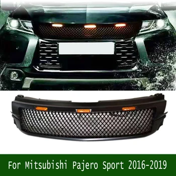 Ar LED Gaismas Priekšā Sacīkšu Restes Bufera Pārsega Acs Grili Auto Augstas Kvalitātes Reste piemērota Mitsubishi Pajero Sport 2016-2019
