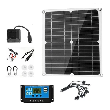 80W Salokāms Saules Paneļu Komplekts, 18V, USB Uzlāde, Solar Cell Valdes Kontrolieris Portatīvo Ūdensnecaurlaidīga Saules Tālruņa RV Auto MP3