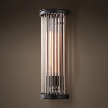 Slim ilgi, sienas apgaismojuma lampa sconce LED izvēles black viesnīcas foajē zālē American vintage stikla kristāla sienas gaismeklis, konsole lampas