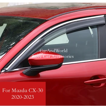 Auto Logu Saules apdegumiem, Lietus Aizsegu Ventilācijas Ēnā Deflektoru Aizsargs Weather Shield Liešanas Piederumi Mazda CX-30 CX30 2020-2023