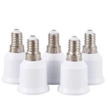5 gab. E14, E27 Adapteris Bāzes Skrūvi LED Spuldzes, Spuldzes, Rozetes Pārveidotājs, Balts