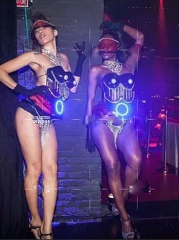 Telpas sieviete warrior nākotnes tehnoloģiju klases GOGO kostīmu led lumious tērpu Halloween cosplay party skatuves deju šovs apģērbi