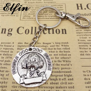 Elfin Vintage Pūdelis Keychains Antīka Sudraba Pārklājumu Franču Pūdelis Suns Atslēgu Ķēdes Keyrings Pet Suns, Rotaslietas