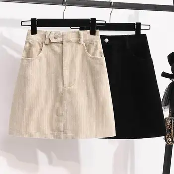 S-5XL Plus Lieluma Zaudēt Augsto Vidukli Gadījuma Velveta Svārki Sievietēm korejiešu Stilā, Streetwear Plaša Kāju Īsi Mini Svārki Falda Mujer C7964