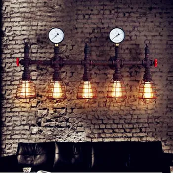 Loft Stila Rūpniecības Vintage Sienas Lampas LED Edison Apgaismojums, Antīks Dzelzs Caurules Sienas Gaismas Ķermeņi Arandela ēsmas zivtiņu vadi Mizots