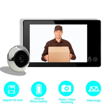 Monitora Video Durvju 4.3 Collu TFT Krāsu Ekrāns, Video-acu 145° Platleņķa Peephole Li-baterija Foto Ierakstīšana Smart Home Security