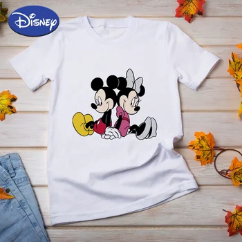 Disney T-Krekli Sieviešu T Krekli, Mickey Mouse Vasaras 2022 Īsām Piedurknēm Y2K Estētisko Gadījuma Modes Eiropas Ģimenes Izskatās Piliens Kuģis