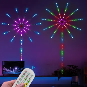 Mājas Dekori Mūzikas Kontrolēt Uguņošanas LED Strip Gaismas USB RGB Vīt Pasaku Dekoratīvais Apgaismojums Meteor Lampas Ziemassvētku Dzimšanas diena