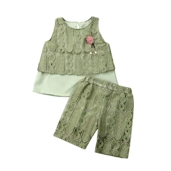 baby girl vasaras apģērbs 2gab Jaundzimušais Zīdainis, Mazulis Meitene, Topi, T-krekli, Šorti Bikses Apģērbs Mežģīnes Drēbes