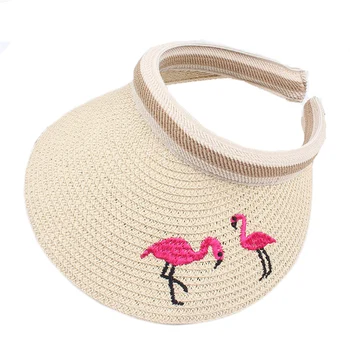 Salmu Flamingo Izšūti Sunhat Bērniem 3-8 Gadu Open Top Cap saulessarga Cepures