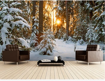 Pasūtījuma dabas ainavas fona,Ziemas Wonderland,3D mūsdienu foto dzīvojamā istaba guļamistaba virtuves ūdensizturīgs papel de parede