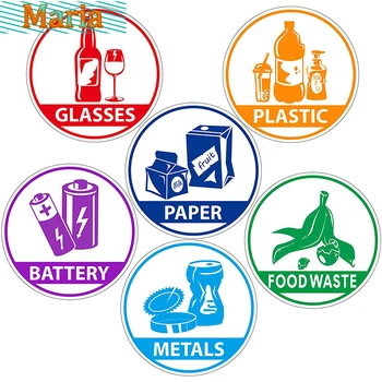 Decal par Trash Var, Etiķetes, Papīra, Metāla, Plastmasas, Stikla Atkritumu Šķirošanu, Pārstrādi Uzlīmi, Paraksta Lietošanai Mājās un Birojā, Vinila PVC