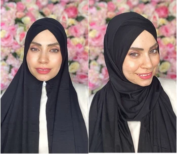 180*80CM Sievietēm Premium Instant Kokvilnas Džersija Hijab Šalli Sasiet Jersey Hijabs Šalles Ar Hops Pinless HeadScarves 29 krāsas