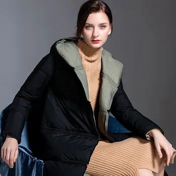 Eiropā ziemas Līmēšana un multi-valkā kapuci 95% duck down coat sieviešu lielajam X-Ilgi biezāka silts, pīļu dūnu jaka F136